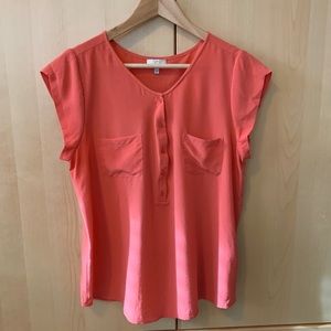 Joie Silk Coral Cap Sleeve Blouse